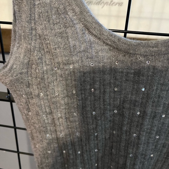 Gray Cashmere and rhinestone tank by J crew. Stretch! - Picture 8 of 9